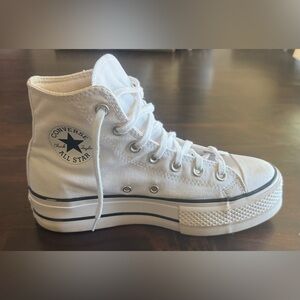 Converse Chuck Taylor White Canvas Platform High-Top Sneakers Size 7